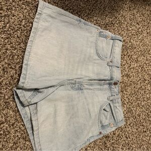 We The Free Light Blue Denim Shortie Shorts